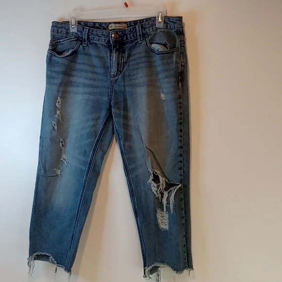 Free People FP Womens Size W-29 Mid Rise Capri Jeans Cropped Wide Leg Denim NICE - Picture 2 of 14